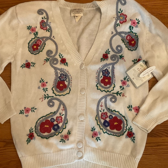 Women's Susan Bristol Cardigan Sweater M White Multi - Picture 1 of 13